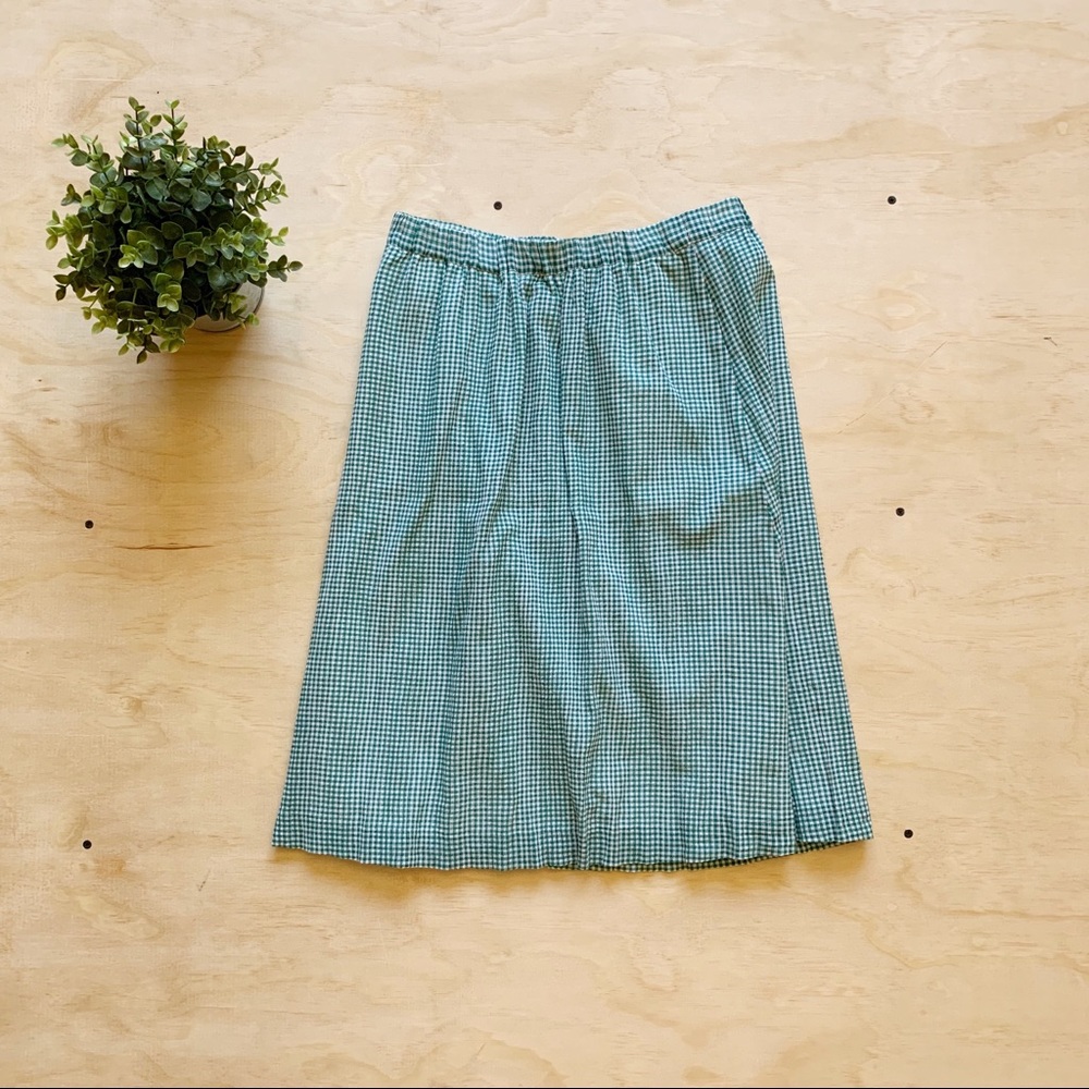 Jcrew | Green Checkered A-line Skirt